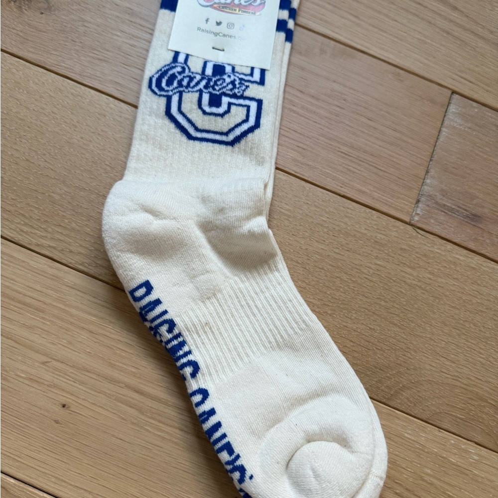 NWT RAISING CANES SOCKS Blue and Cream